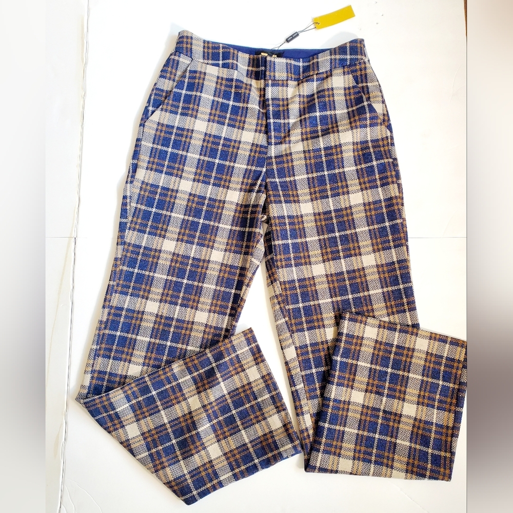 Alexia Admor Blue Plaid Trousers